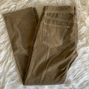AG “The Graduate” tailored leg dark corduroy khaki pants